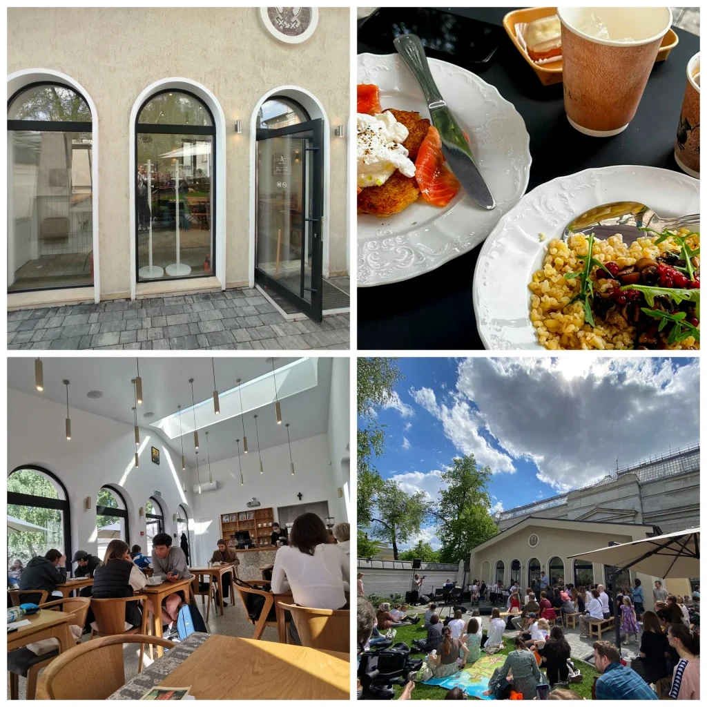 Это место похоже на столовую в старом монастыре. Каменные стены, деревянные столы и блюда как будто из Древней Руси. Тут классно посидеть, поговорить и отдохнуть.